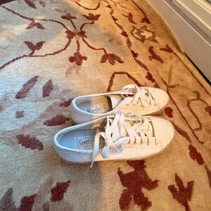 New Keds Canvas Platform Triple Kick Weave Sole Cream Low Top Sneakers 7.5